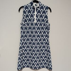 Melly M Navy and White Geometric Zip Tank Dress